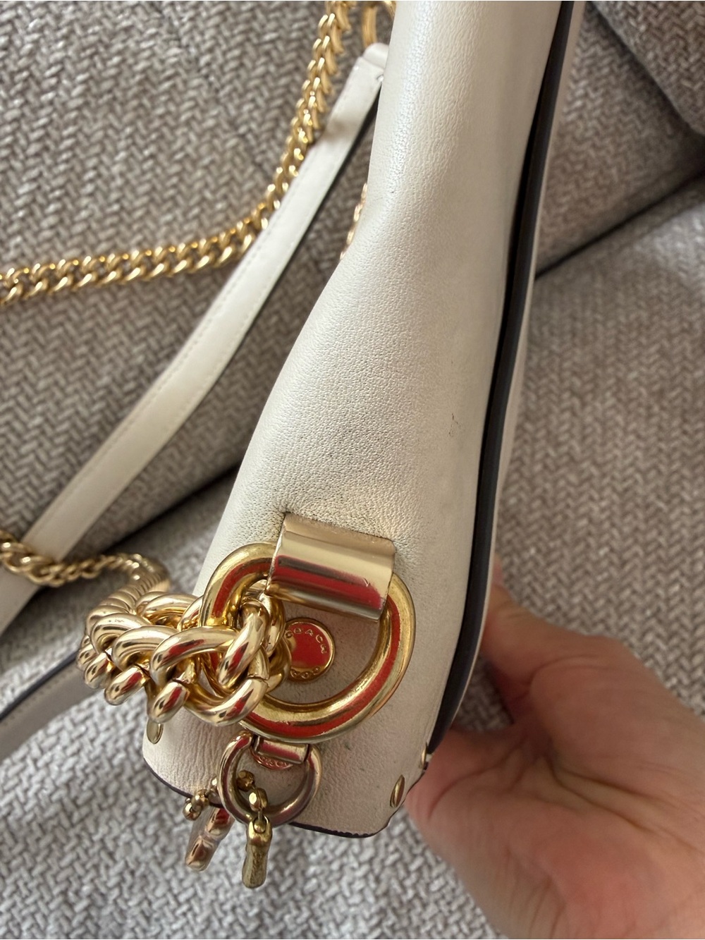 Coach Cream Leather & Signature Canvas Chain Crossbody Bag - Picture 4 of 8